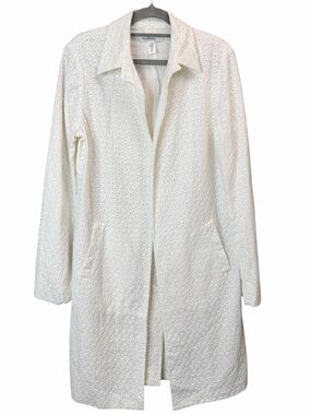 Vintage Realities white cotton eyelet long coat